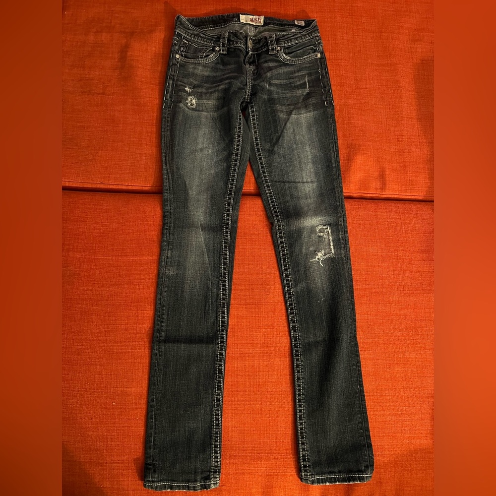 MEK Denim Sedona Cigarette Distressed Skinny Jeans 26 x 34